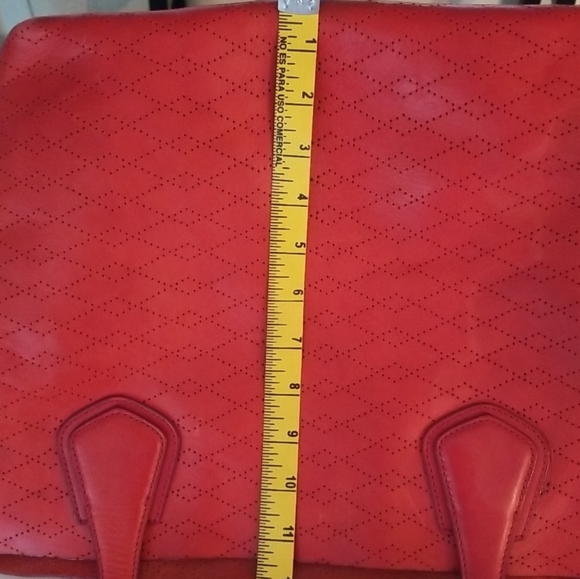 MZ Wallace Red Berlin Diamond Perforated Leather Tote Bag - Picture 13 of 16